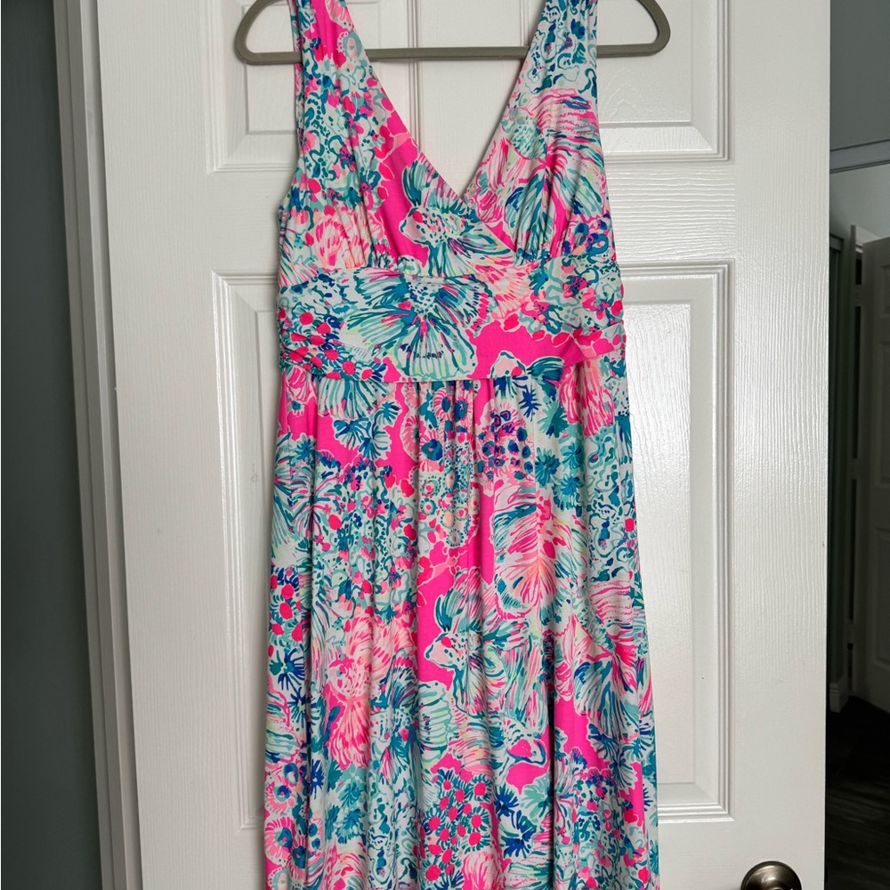 Lilly Pulitzer Short Sloane Dress in the Tiki Pink Gypsea Pink print Size Large